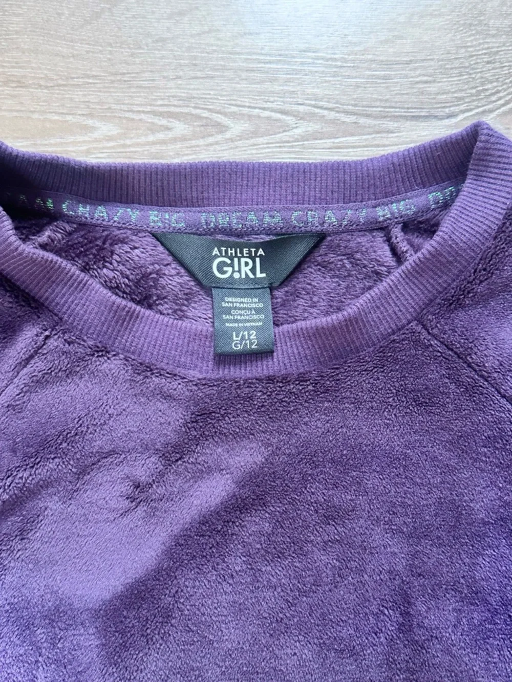 Athleta Girl Double Cozy Karma Velour Pullover Crewneck Plum Purple